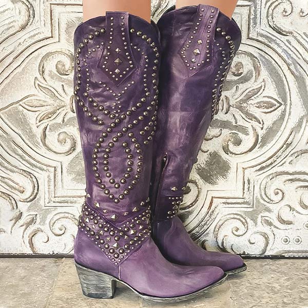 Roque | Damen Western-Stiefeletten mit Nieten und High Heels