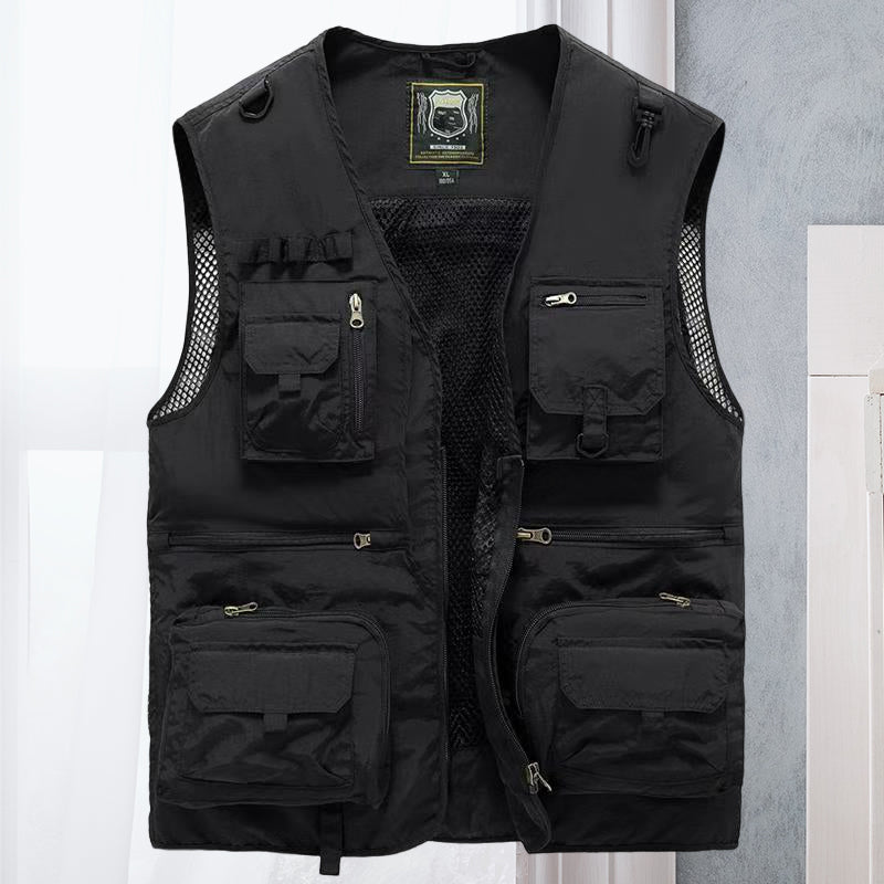 SUENTA Cargo-Weste Netzmaterial Praktische Taschen Outdoor-Ausflüge Schwarz