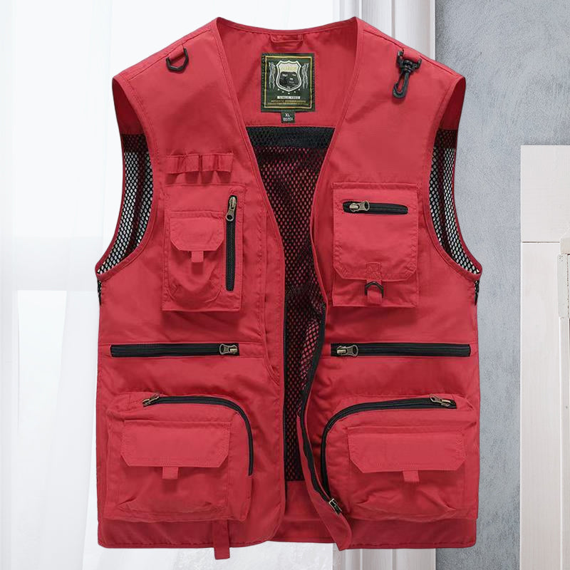 SUENTA Cargo-Weste Netzmaterial Praktische Taschen Outdoor-Ausflüge Rot