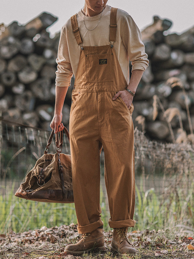 SUENTA Entenarbeit Latzhose 100% Baumwolle Gerade Silhouette - Overall Khaki
