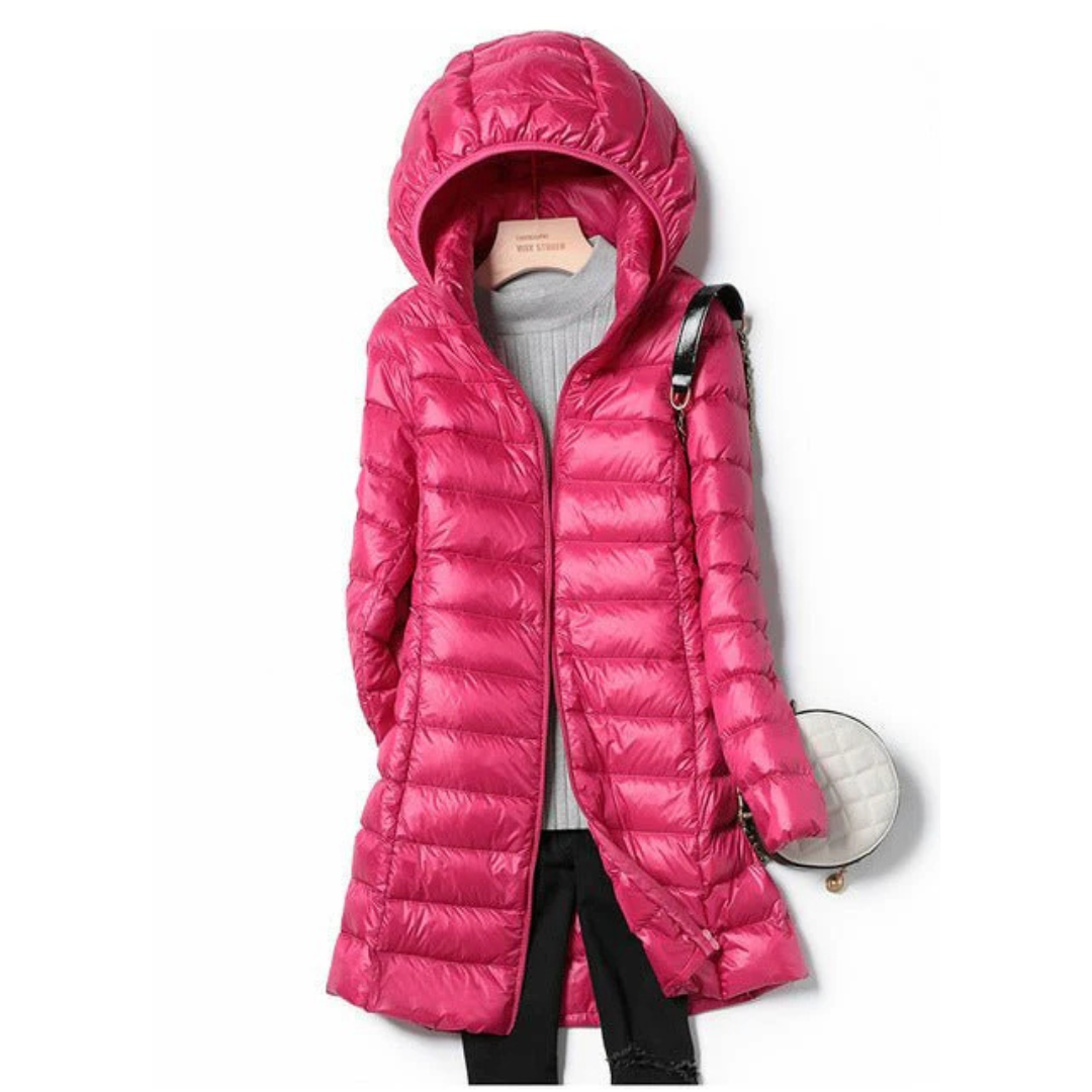 SUENTA Circoloco Damen Winterjacke - Warme Pufferjacke mit Kapuze Dunkelrosa
