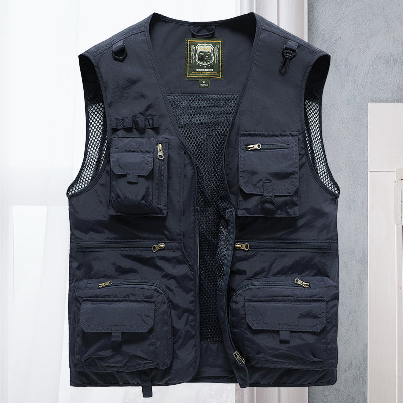 SUENTA Cargo-Weste Netzmaterial Praktische Taschen Outdoor-Ausflüge Dunkelblau