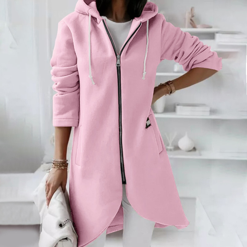 SUENTA Damenjacke mit Reißverschluss und Kapuze Lässig Komfortabel - Winterjacke Damen Rosa