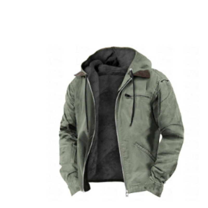 SUENTA Herren Klassische Kapuzen Jacke Warme Winter Alltag Grün