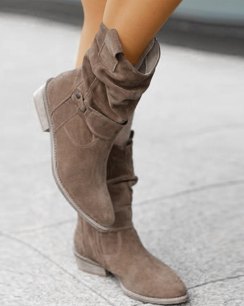 SUENTA Heartbeats Damen Stiefel - Niedriger Absatz mit seitlichem Reißverschluss Grau