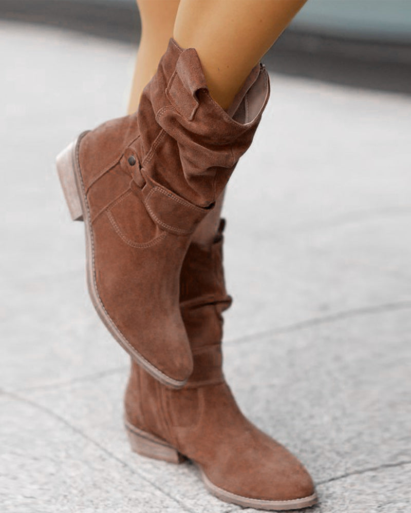SUENTA Heartbeats Damen Stiefel - Niedriger Absatz mit seitlichem Reißverschluss Kaffee