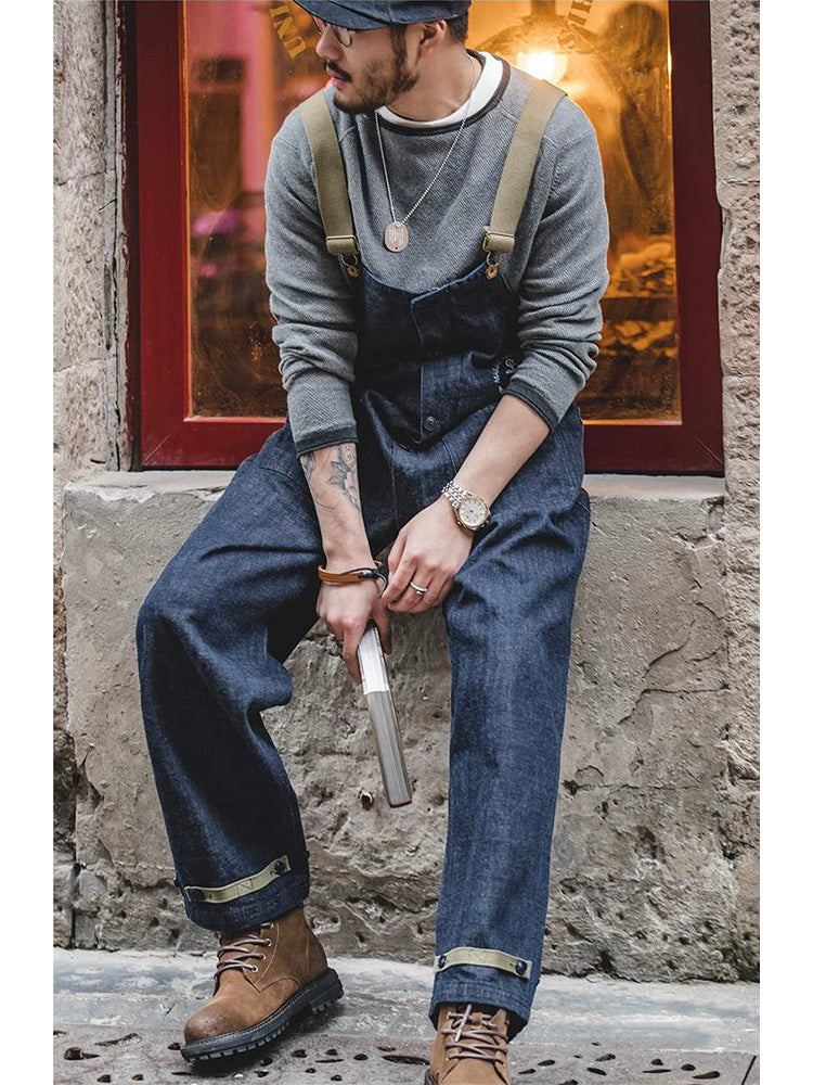 SUENTA Herren Amerikanischer Retro-Stil Navy Deck Overall