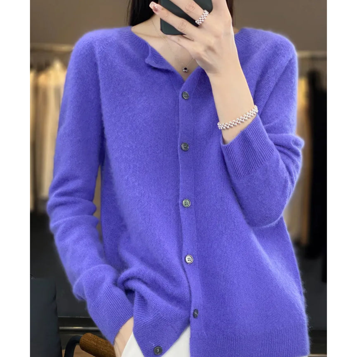 Cicada -  Damen Rundhals Cardigan Pullover