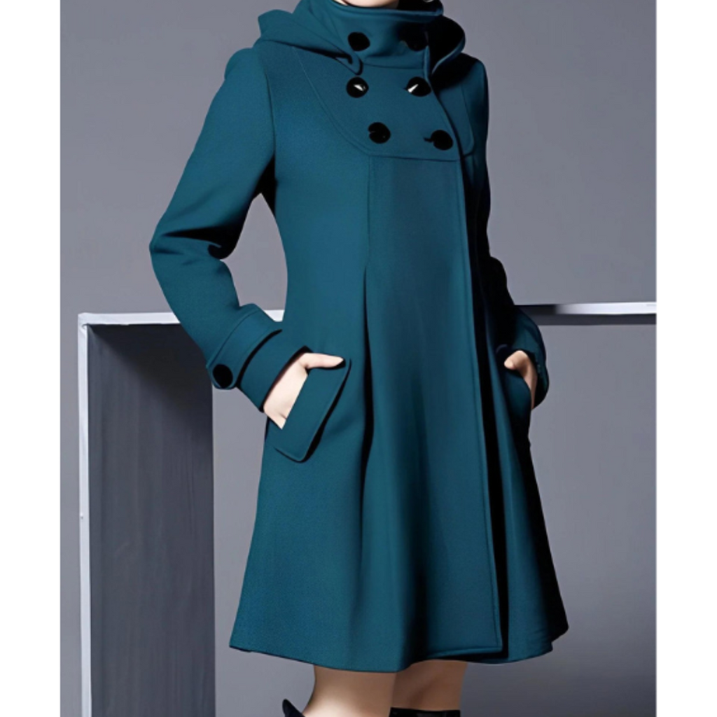 SUENTA Kapuze Mantel Damen Elegante Silhouette Wärme Winter - Winterjacke Damen Grün