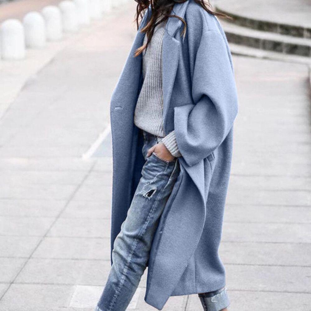 SUENTA Warmer Wintermantel Lang Für Damen Wärme Stil Schwarz - Winterjacke Damen Blau