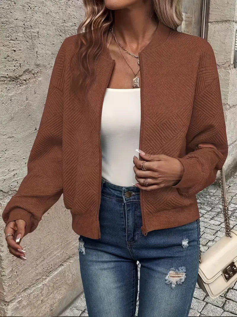Flōre | Damen Strickjacke mit Reißverschluss und Struktur