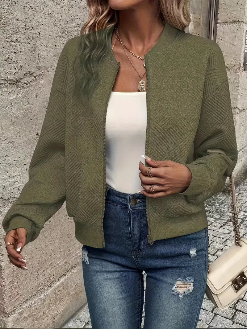 Flōre | Damen Strickjacke mit Reißverschluss und Struktur