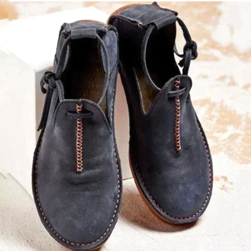 SUENTA Damen Lederschuhe Hochwertige Weiche Leder Herbst Passform - Winterstiefel Blau