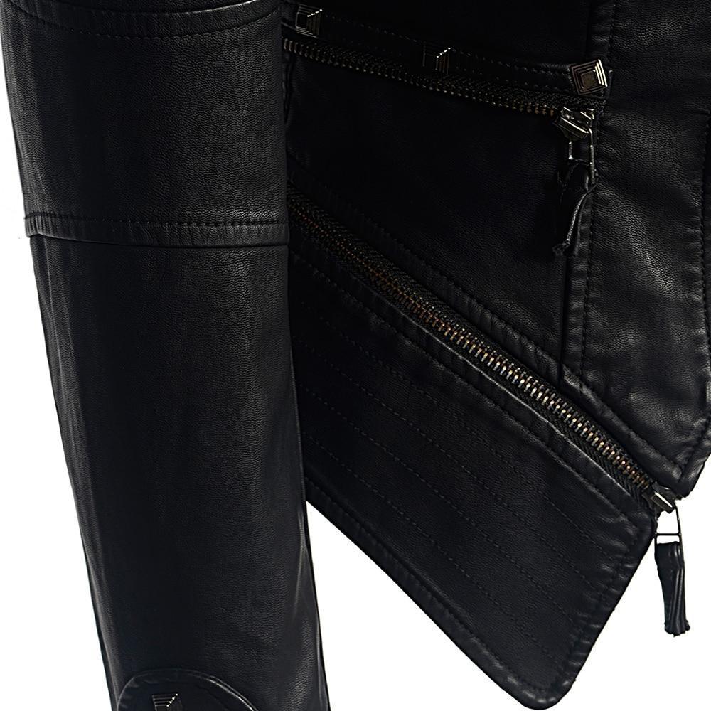 SUENTA Damen Schwarze Bikerjacke Für Damen Schlanke Passform