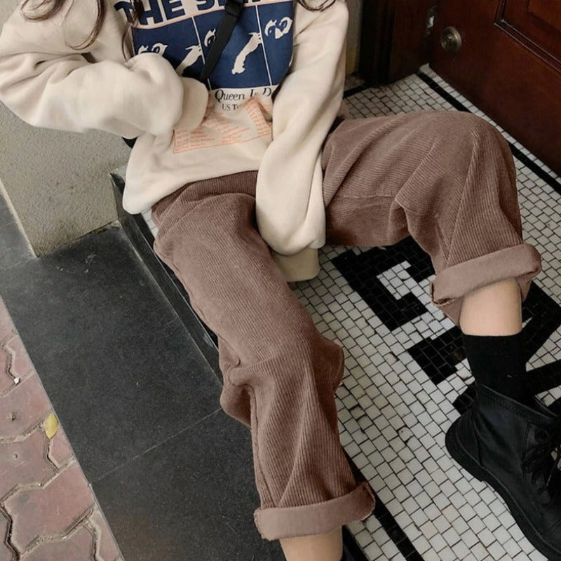 SUENTA Cordhosen Für Damen Bequemen Hosen Vintage Outfit Stil