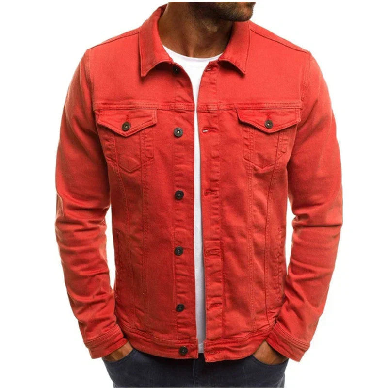 SUENTA Herren Button-Down-Jacke Look Eleganz Funktionalität Rot