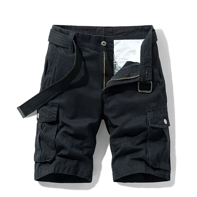 SUENTA Cargo-Shorts Für Herren Bequeme Passform Zahlreiche Taschen Schwarz