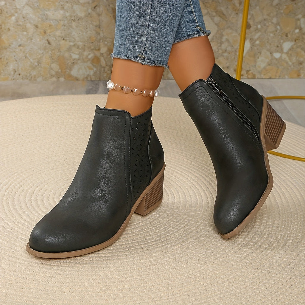 Dôre | Damen Stiefeletten zum Hineinschlüpfen mit seitlichem Reißverschluss
