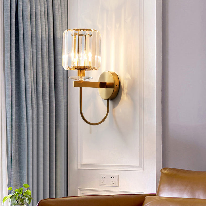 SUENTA Zylindrische Kristall Wandbeleuchtung Gold Wandleuchte Gold