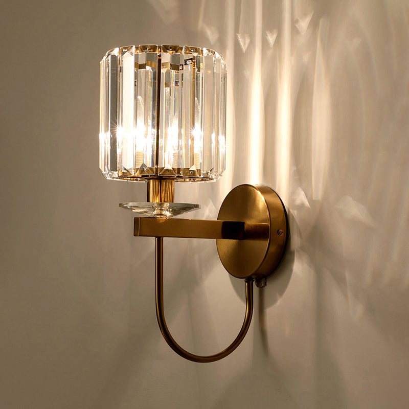 SUENTA Zylindrische Kristall Wandbeleuchtung Gold Wandleuchte