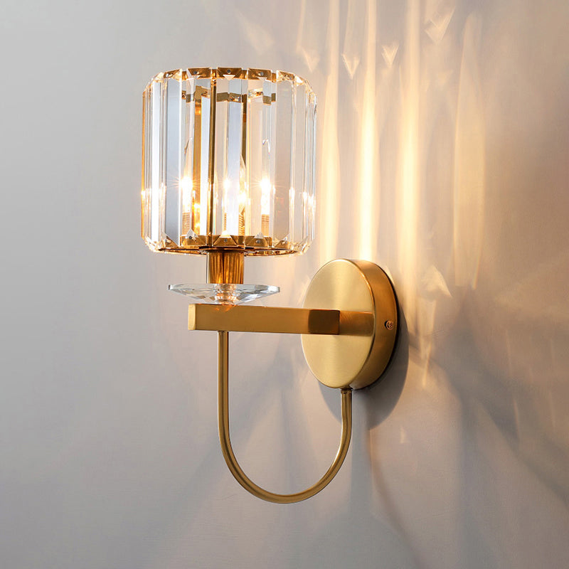 SUENTA Zylindrische Kristall Wandbeleuchtung Gold Wandleuchte