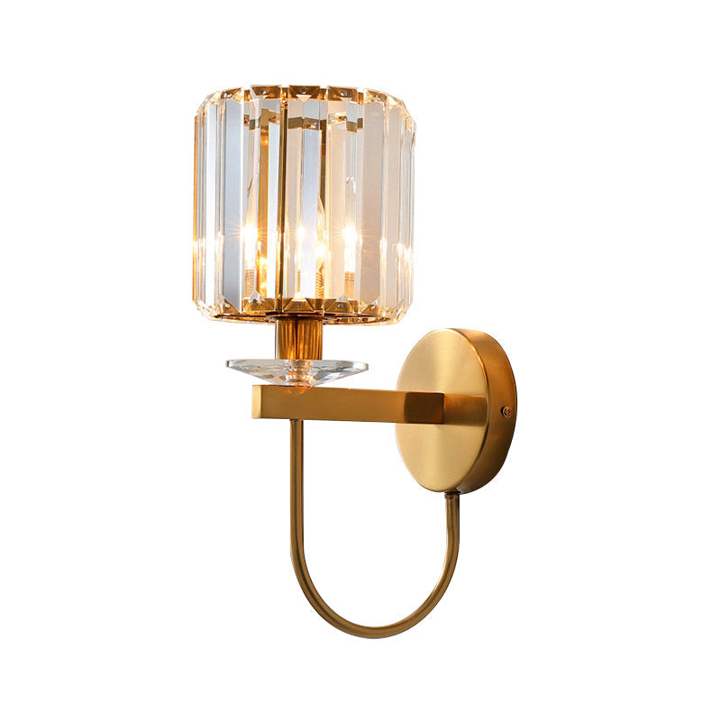 SUENTA Zylindrische Kristall Wandbeleuchtung Gold Wandleuchte