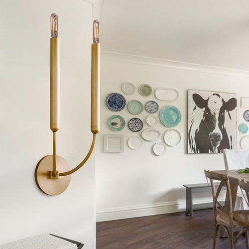 SUENTA 1/2 Glühbirnen Wandlampe Traditionelle Metall Wandleuchte in Schwarz/Messing für das Esszimmer