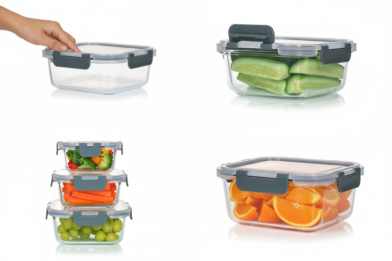 SUENTA 24-teiliges luftdichtes Glas-Vorratsdosen-Set Stapelbare Behälter