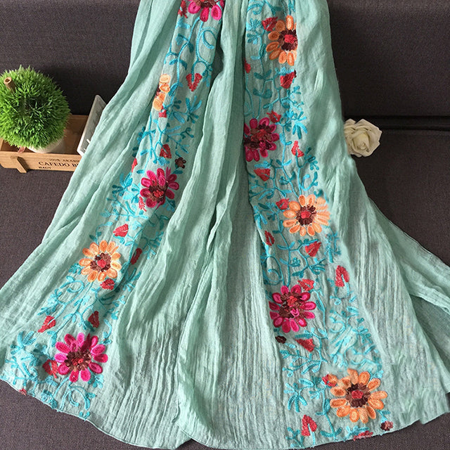 SUENTA Schal Blumenstickerei Bestickter Baumwolle Und Polyester