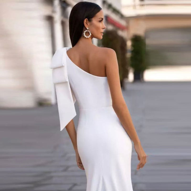 SUENTA Damen Eine Schulter-Meerjungfrauenkleid Maxi für Damen