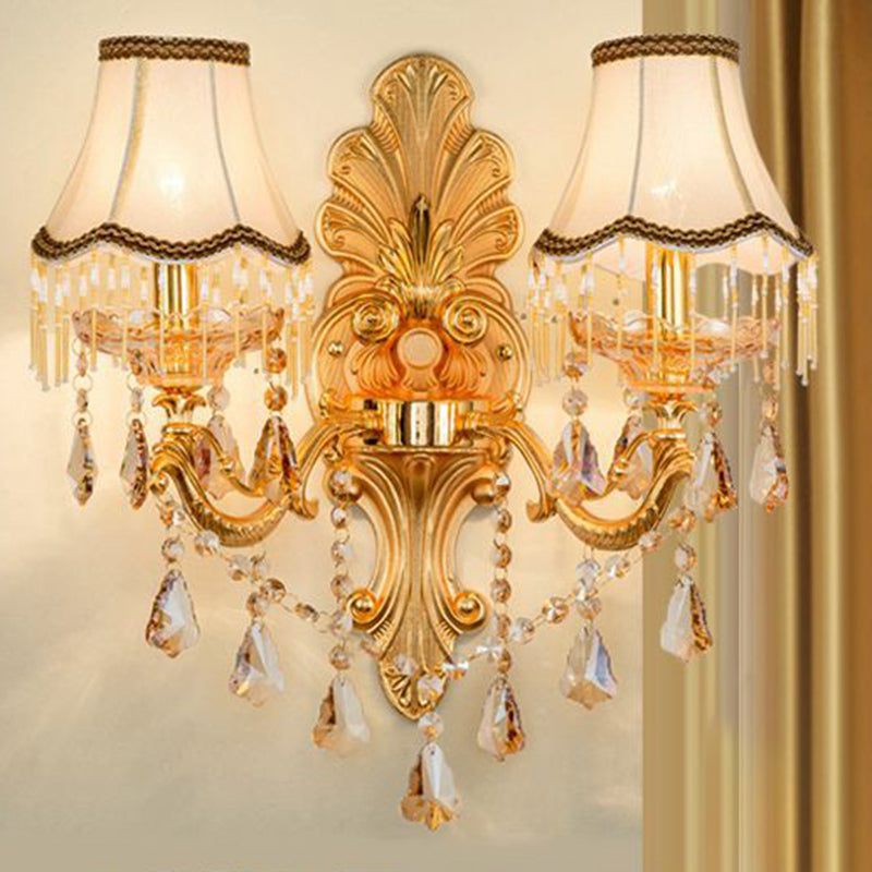 SUENTA Viktorianische Kerzen-Wandlampe Metall Licht Schirm Kristall