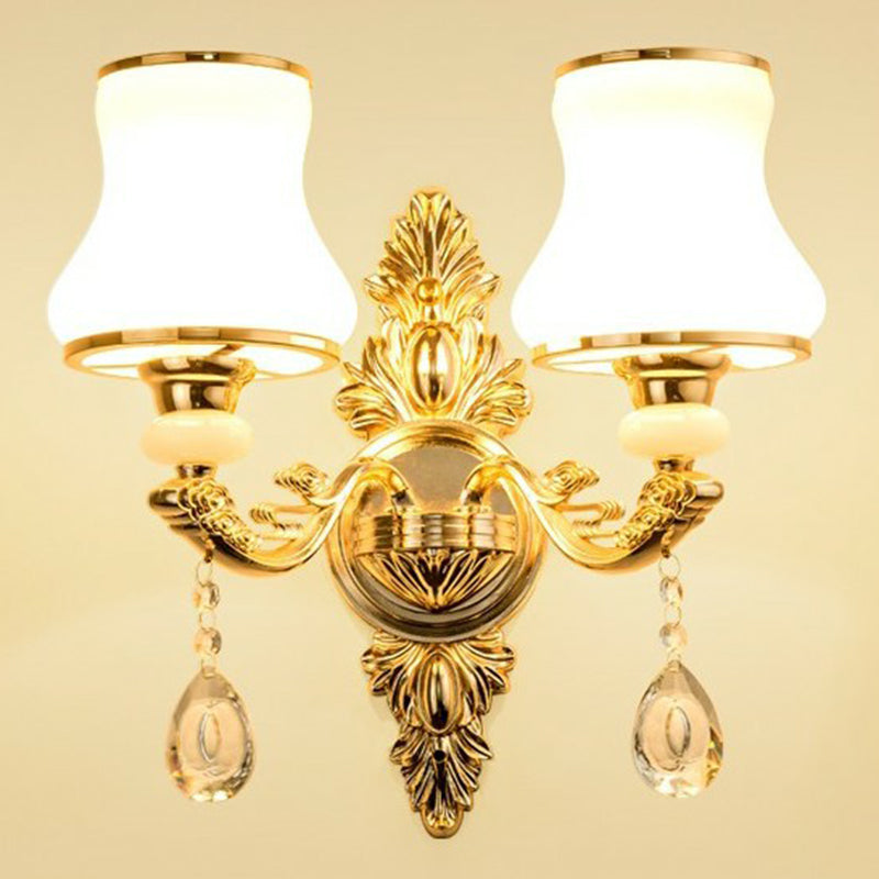 SUENTA Viktorianische Kerzen-Wandlampe Metall Licht Schirm Kristall