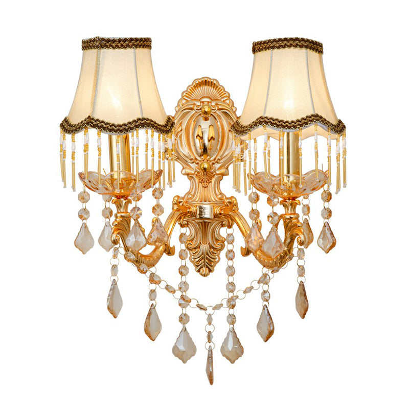 SUENTA Viktorianische Kerzen-Wandlampe Metall Licht Schirm Kristall
