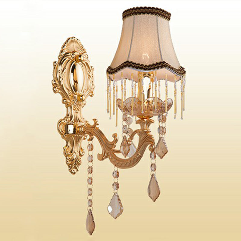 SUENTA Viktorianische Kerzen-Wandlampe Metall Licht Schirm Kristall 1.0 Silber Kegel