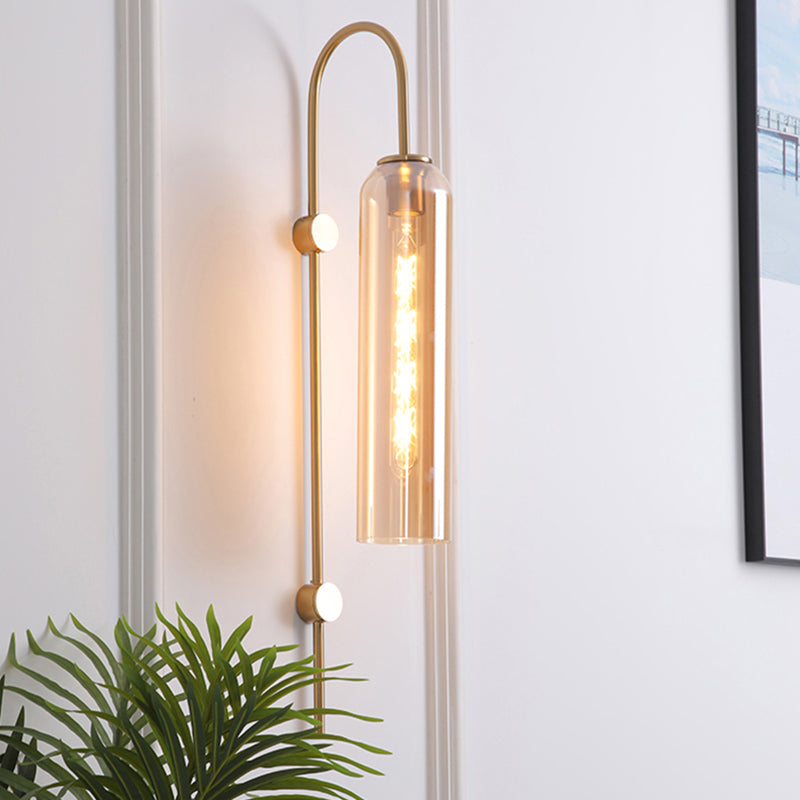 SUENTA Wandleuchte Metall 1-Licht Flöten-Glas-Schirm Wohnzimmer Bernstein