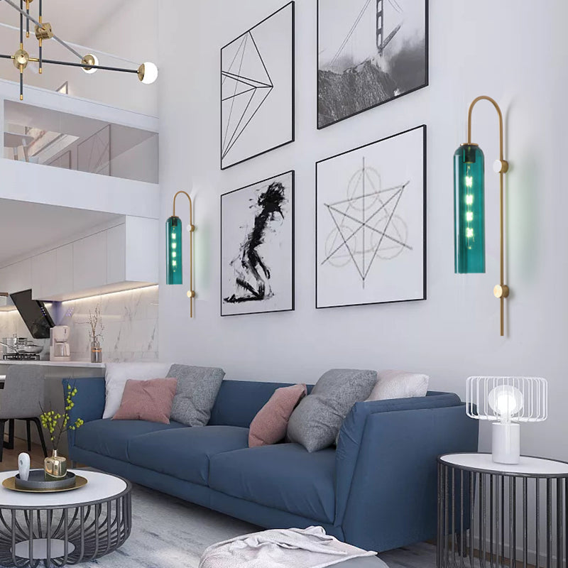 SUENTA Wandleuchte Metall 1-Licht Flöten-Glas-Schirm Wohnzimmer