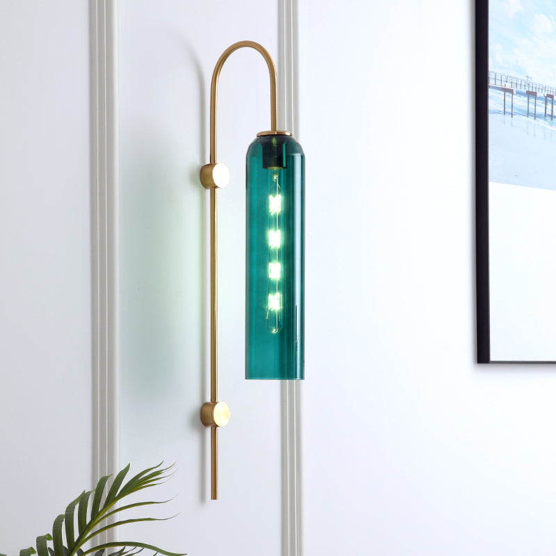 SUENTA Wandleuchte Metall 1-Licht Flöten-Glas-Schirm Wohnzimmer Grün