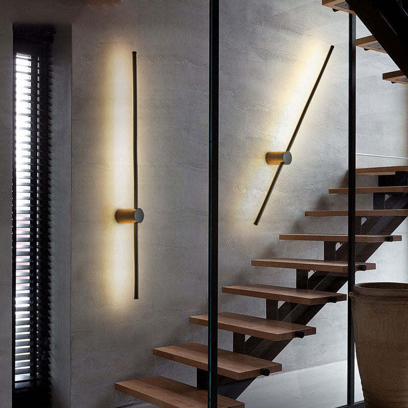 SUENTA Wandleuchte Slim Rod Treppen Aluminium LED Schwarz Gold