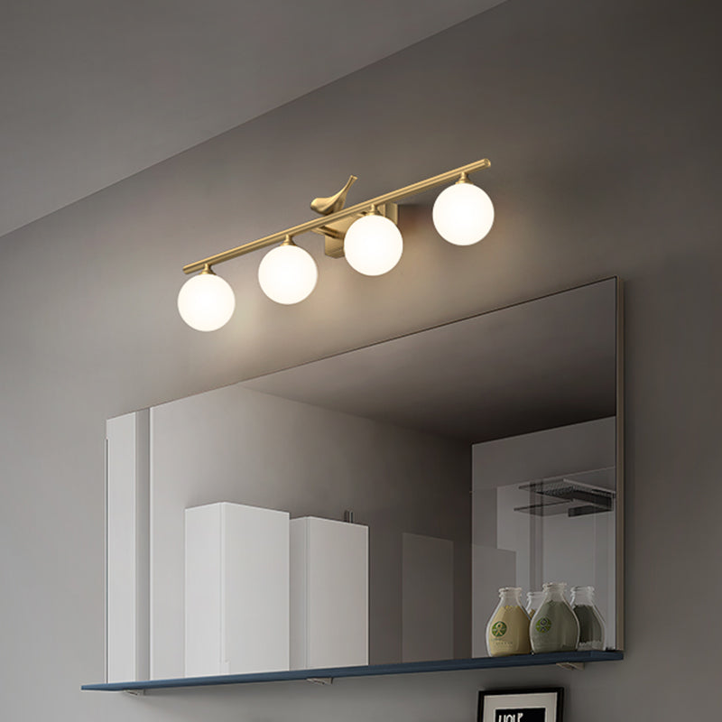 SUENTA Wandleuchte Ball Opalglas Wandlampe Messing Vogel Dekor