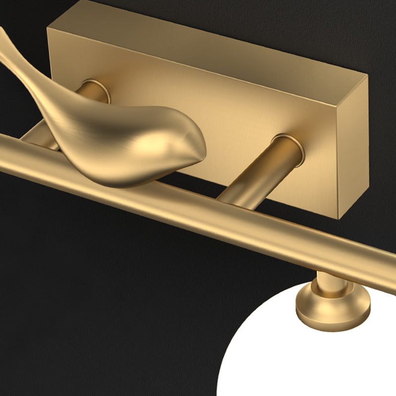 SUENTA Wandleuchte Ball Opalglas Wandlampe Messing Vogel Dekor