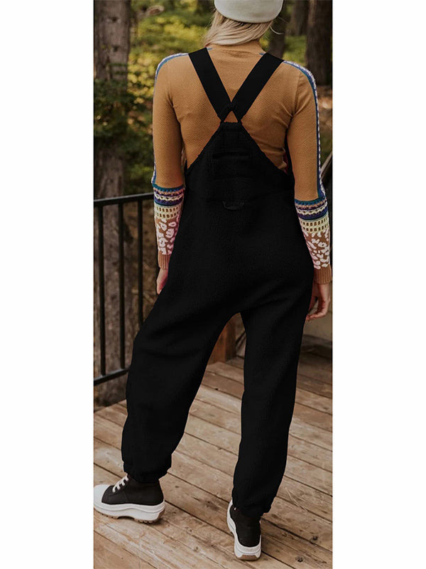 SUENTA Damen Fleece Thermo Overall – Warmer Einteiler mit Praktischen Reißverschlusstaschen