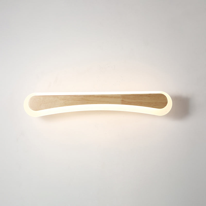 SUENTA Moderne Badezimmer-Wandlampe Holz LED Waschbeckenlampen Holz 23.5" Bogen