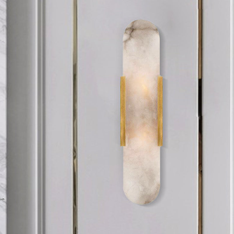 SUENTA Wandleuchte 2 Glühbirnen Kolonial Gold Schwarz Marmor