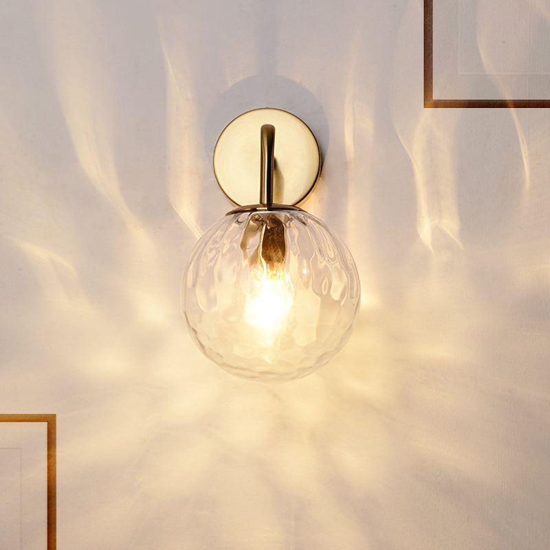SUENTA Wellenförmige Glas-Sphären-Wandlampe 1 Licht Gold Mit Arm Gold