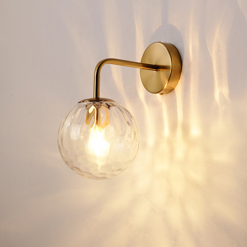 SUENTA Wellenförmige Glas-Sphären-Wandlampe 1 Licht Gold Mit Arm