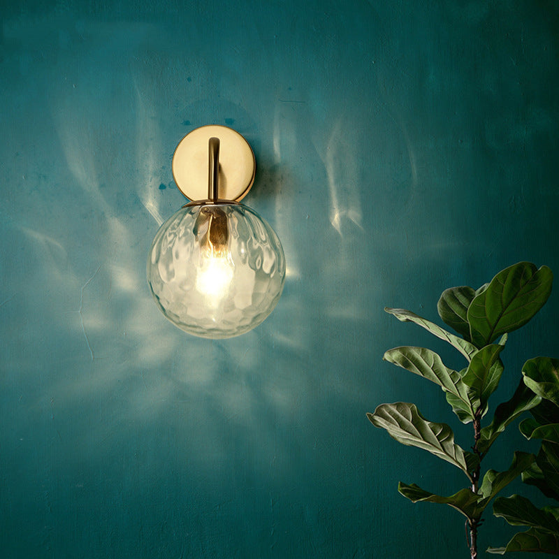 SUENTA Wellenförmige Glas-Sphären-Wandlampe 1 Licht Gold Mit Arm