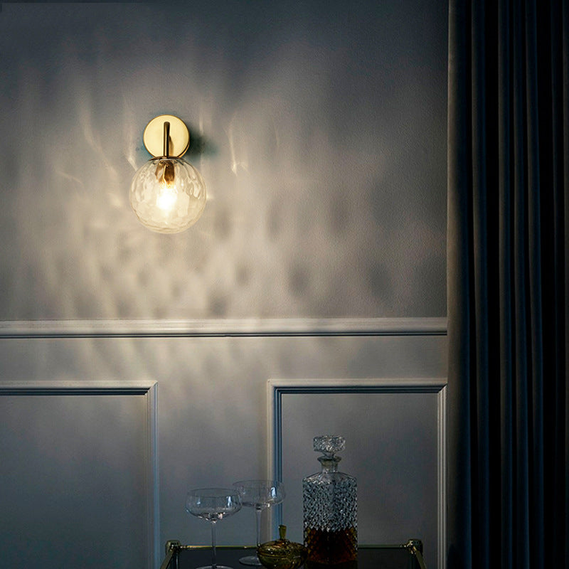 SUENTA Wellenförmige Glas-Sphären-Wandlampe 1 Licht Gold Mit Arm