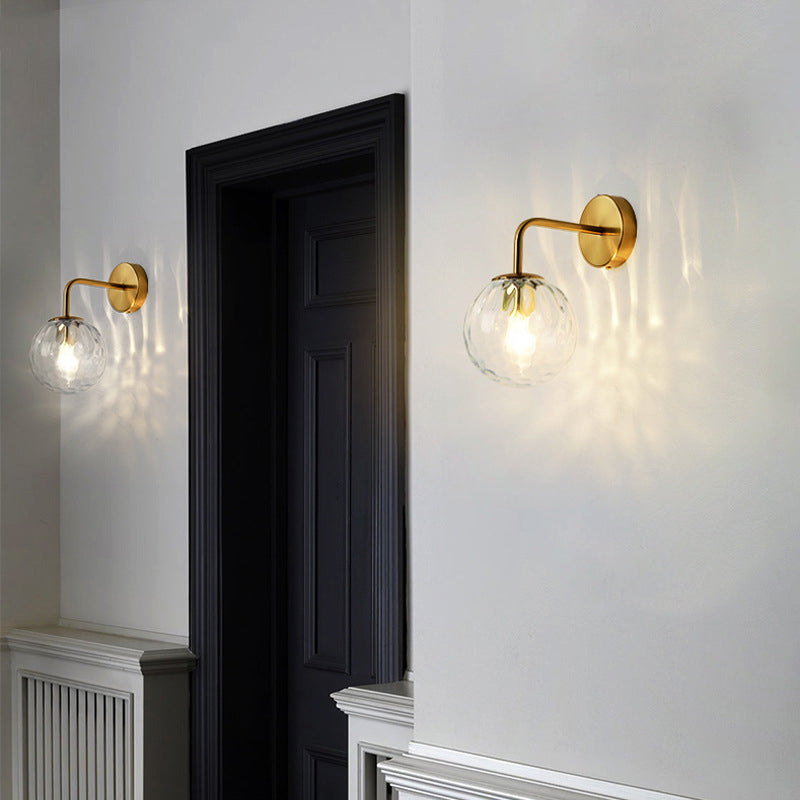 SUENTA Wellenförmige Glas-Sphären-Wandlampe 1 Licht Gold Mit Arm