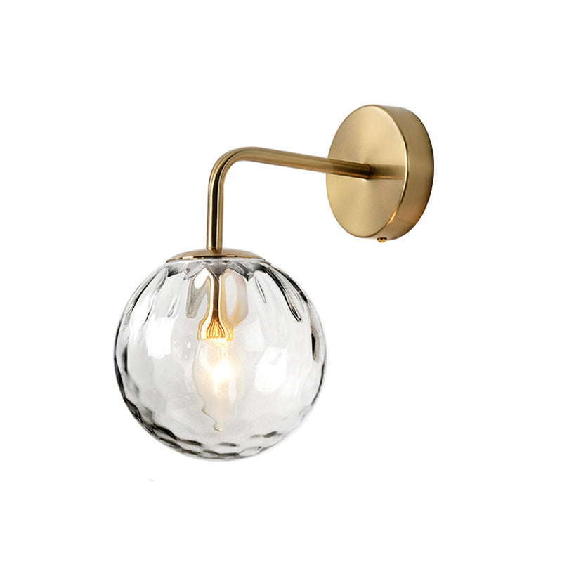 SUENTA Wellenförmige Glas-Sphären-Wandlampe 1 Licht Gold Mit Arm