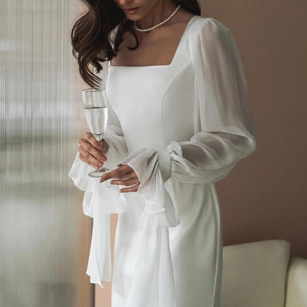 SUENTA Damen Elegantes Maxikleid - Langarm für Hochzeitsgäste